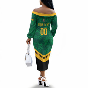 Custom Jamaica 2026 Kingsmen Cricket Off The Shoulder Long Sleeve Dress We Are Tallawah
