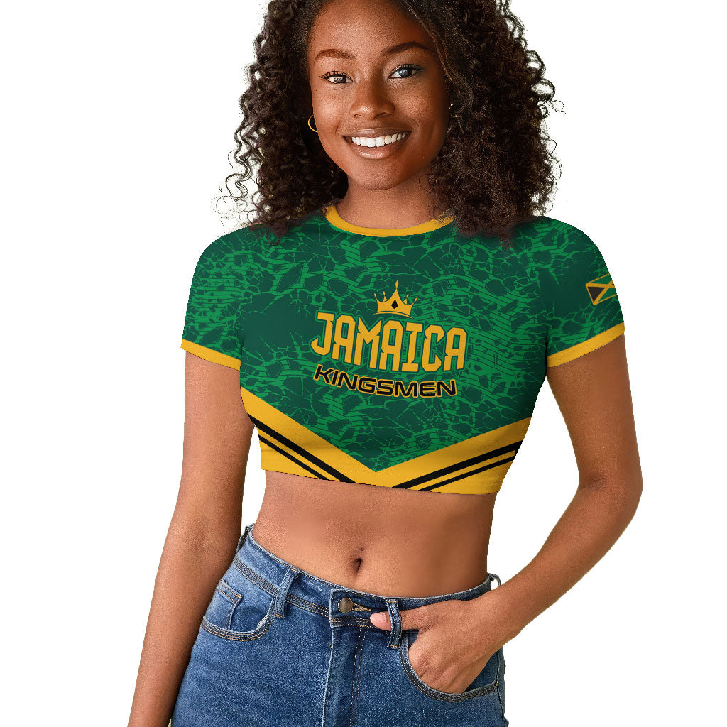 Custom Jamaica 2026 Kingsmen Cricket Raglan Cropped T shirt We Are Tallawah