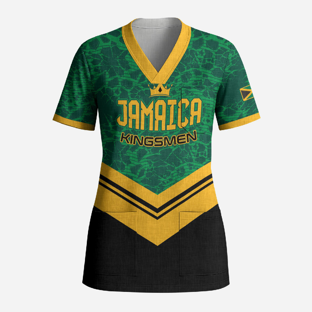 Custom Jamaica 2026 Kingsmen Cricket Scrub Top We Are Tallawah