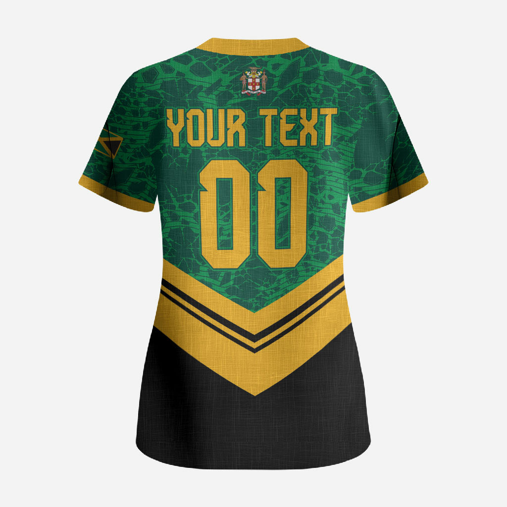 Custom Jamaica 2026 Kingsmen Cricket Scrub Top We Are Tallawah