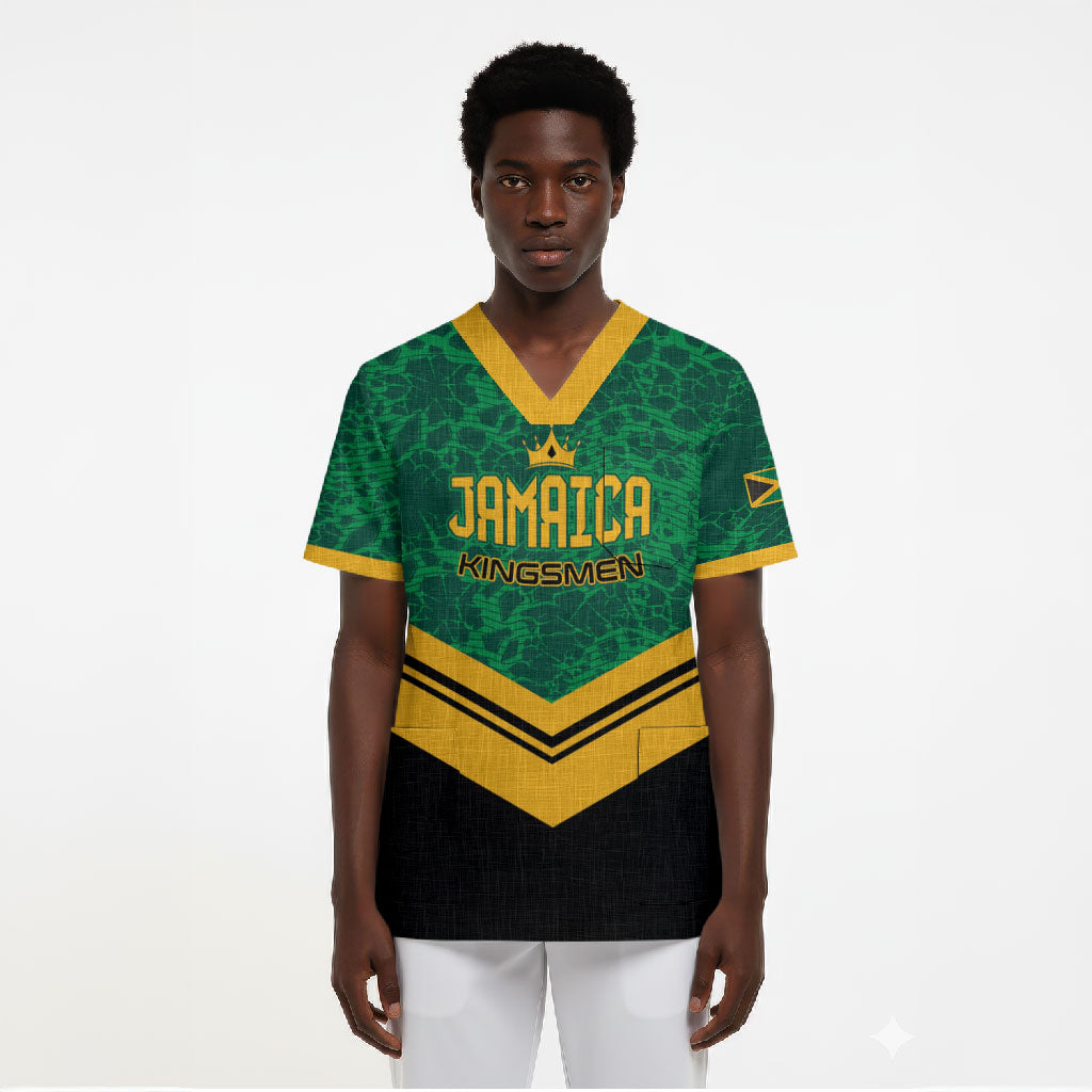 Custom Jamaica 2026 Kingsmen Cricket Scrub Top We Are Tallawah