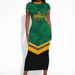 Custom Jamaica 2026 Kingsmen Cricket Short Sleeve Bodycon Dress We Are Tallawah