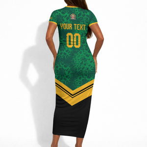 Custom Jamaica 2026 Kingsmen Cricket Short Sleeve Bodycon Dress We Are Tallawah