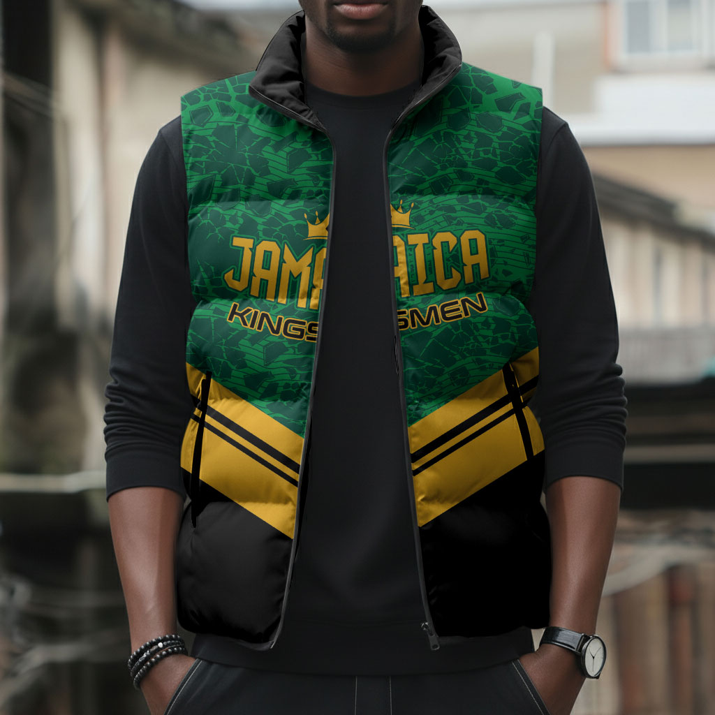 Custom Jamaica 2026 Kingsmen Cricket Sleeveless Puffer Jacket We Are Tallawah