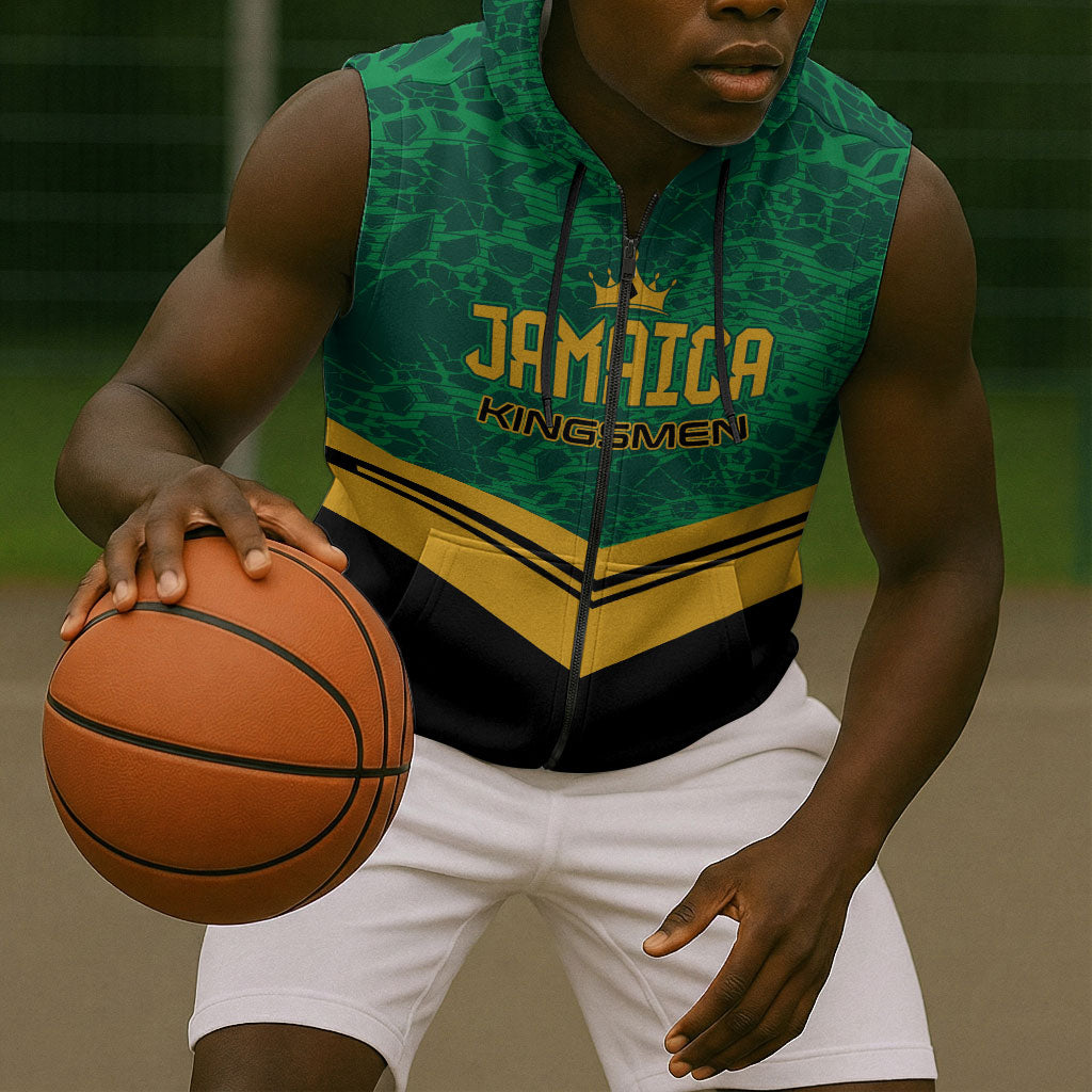 Custom Jamaica 2026 Kingsmen Cricket Sleeveless Zip Hoodie We Are Tallawah