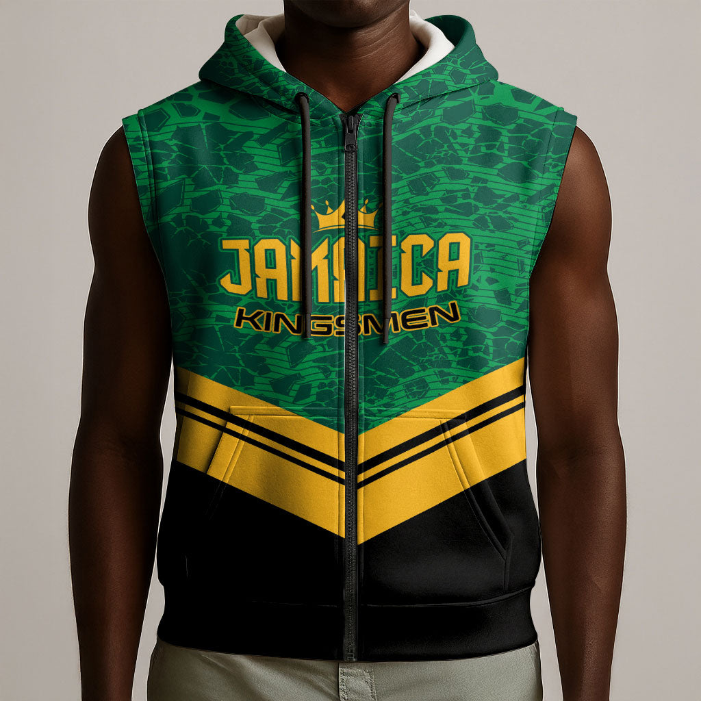 Custom Jamaica 2026 Kingsmen Cricket Sleeveless Zip Hoodie We Are Tallawah