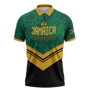 Custom Jamaica 2026 Kingsmen Cricket Zipper Polo Shirt We Are Tallawah