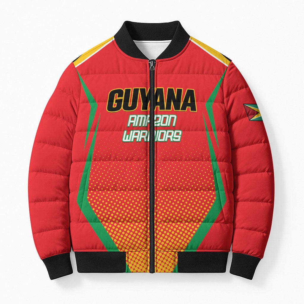 Custom Guyana 2026 Amazon Warriors Cricket Bomber Puffer Jacket Go Champions