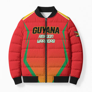 Custom Guyana 2026 Amazon Warriors Cricket Bomber Puffer Jacket Go Champions