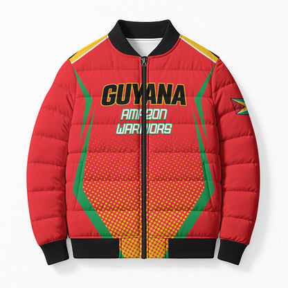Custom Guyana 2026 Amazon Warriors Cricket Bomber Puffer Jacket Go Champions