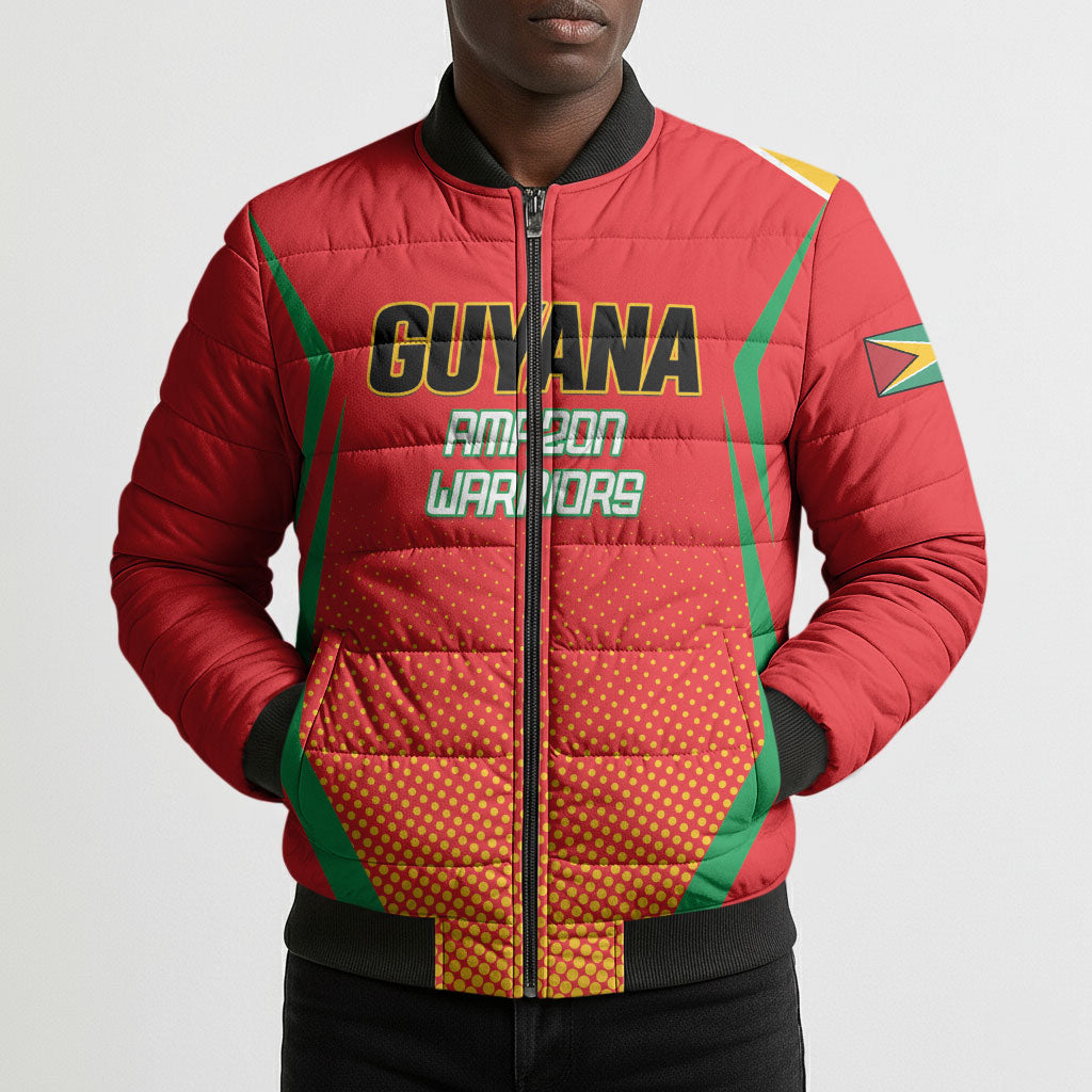 Custom Guyana 2026 Amazon Warriors Cricket Bomber Puffer Jacket Go Champions