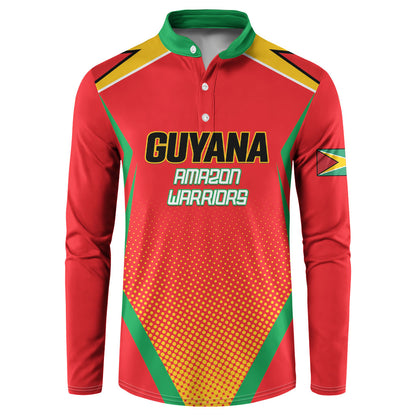 Custom Guyana 2026 Amazon Warriors Cricket Button Sweatshirt Go Champions