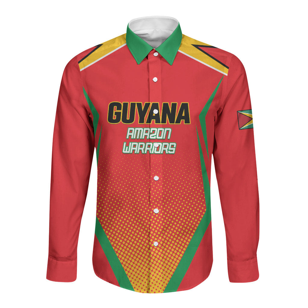 Custom Guyana 2026 Amazon Warriors Cricket Long Sleeve Button Shirt Go Champions