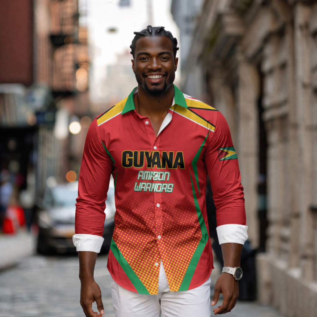 Custom Guyana 2026 Amazon Warriors Cricket Long Sleeve Button Shirt Go Champions
