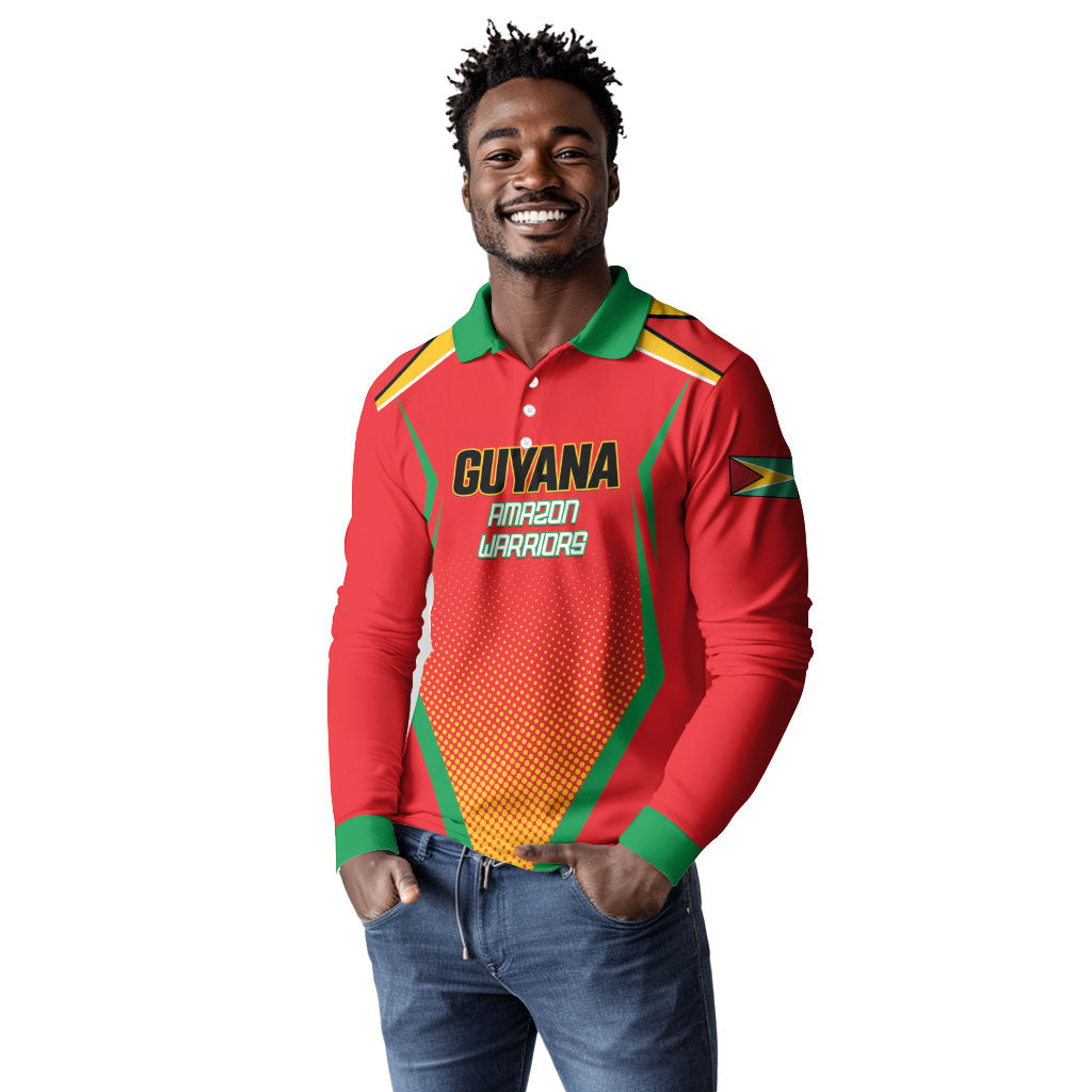 Custom Guyana 2026 Amazon Warriors Cricket Long Sleeve Polo Shirt Go Champions