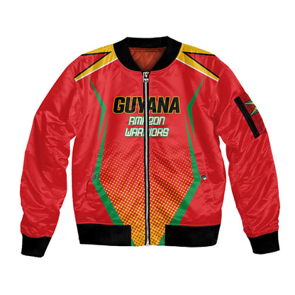 Custom Guyana 2026 Amazon Warriors Cricket Sleeve Zip Bomber Jacket Go Champions