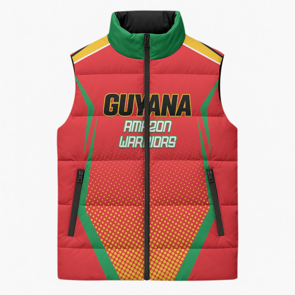 Custom Guyana 2026 Amazon Warriors Cricket Sleeveless Puffer Jacket Go Champions