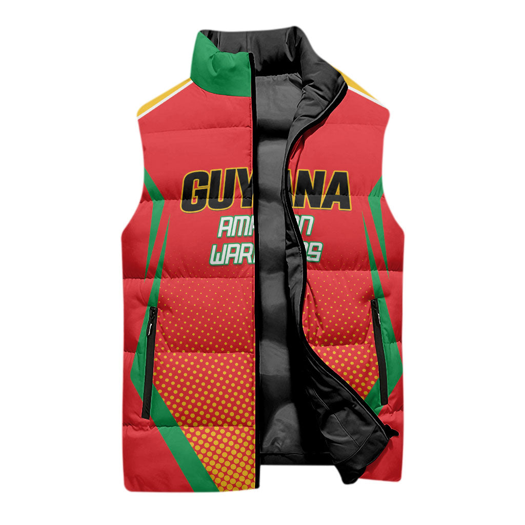 Custom Guyana 2026 Amazon Warriors Cricket Sleeveless Puffer Jacket Go Champions