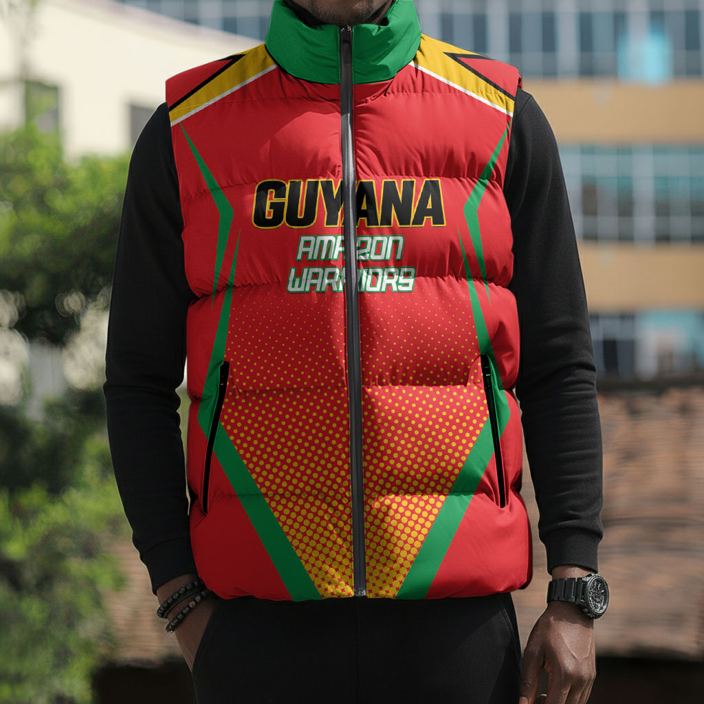 Custom Guyana 2026 Amazon Warriors Cricket Sleeveless Puffer Jacket Go Champions