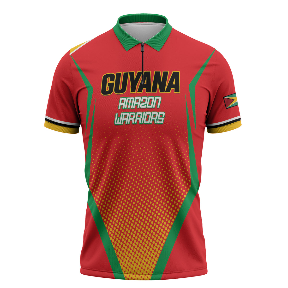 Custom Guyana 2026 Amazon Warriors Cricket Zipper Polo Shirt Go Champions