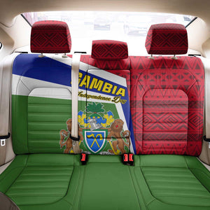 Gambia Independence Day Back Car Seat Cover with Coat of Arms and African Pattern