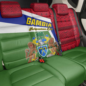 Gambia Independence Day Back Car Seat Cover with Coat of Arms and African Pattern