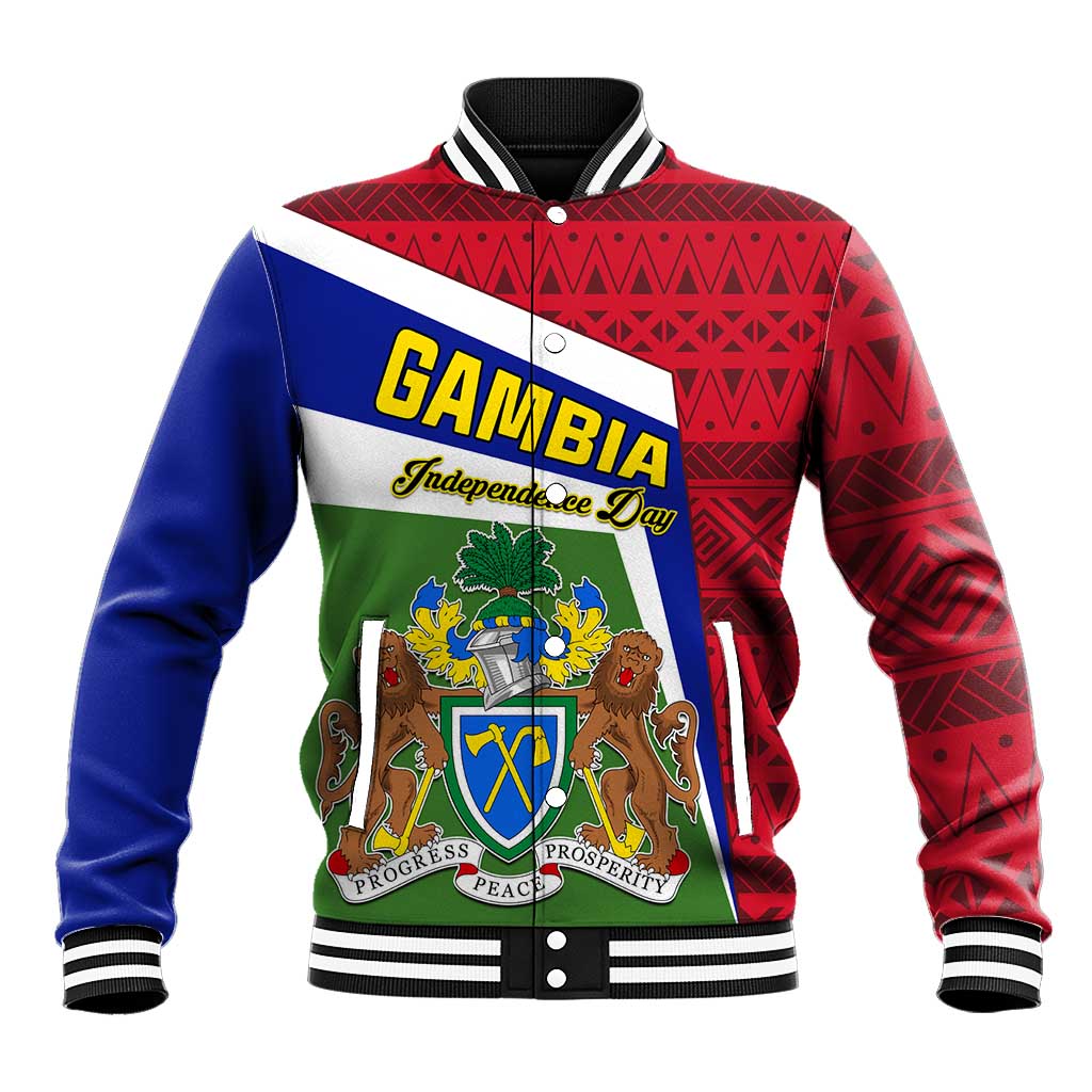 Gambia Independence Day Baseball Jacket with Coat of Arms and African Pattern LT01