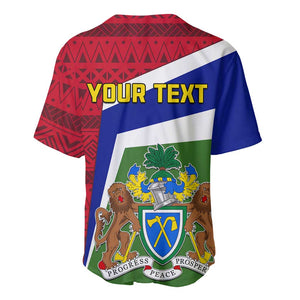 Gambia Independence Day Baseball Jersey with Coat of Arms and African Pattern