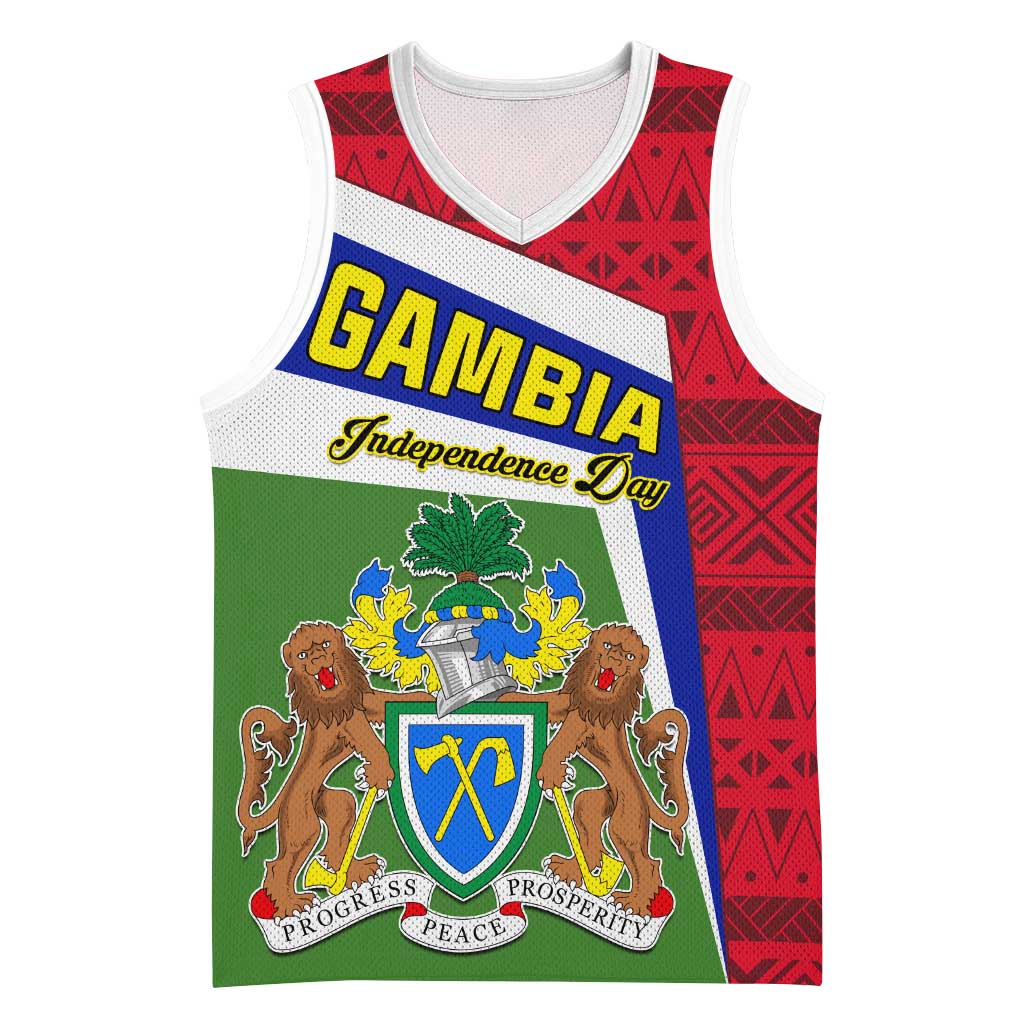Gambia Independence Day Basketball Jersey with Coat of Arms and African Pattern LT01