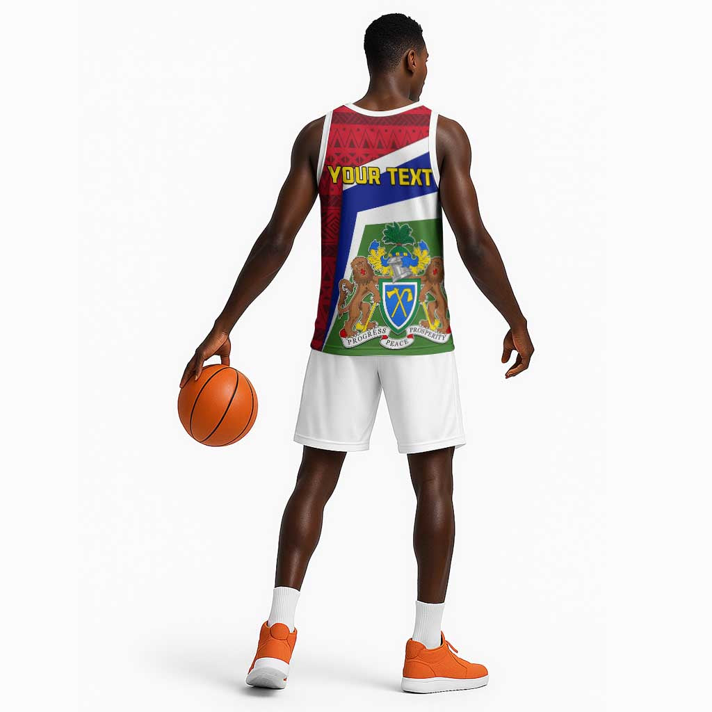 Gambia Independence Day Basketball Jersey with Coat of Arms and African Pattern LT01