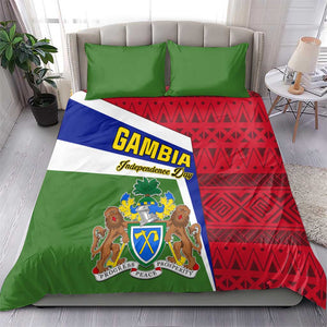 Gambia Independence Day Bedding Set with Coat of Arms and African Pattern