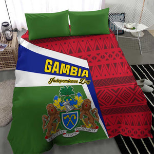 Gambia Independence Day Bedding Set with Coat of Arms and African Pattern