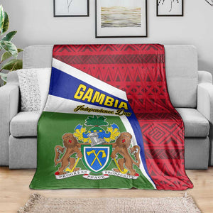 Gambia Independence Day Blanket with Coat of Arms and African Pattern