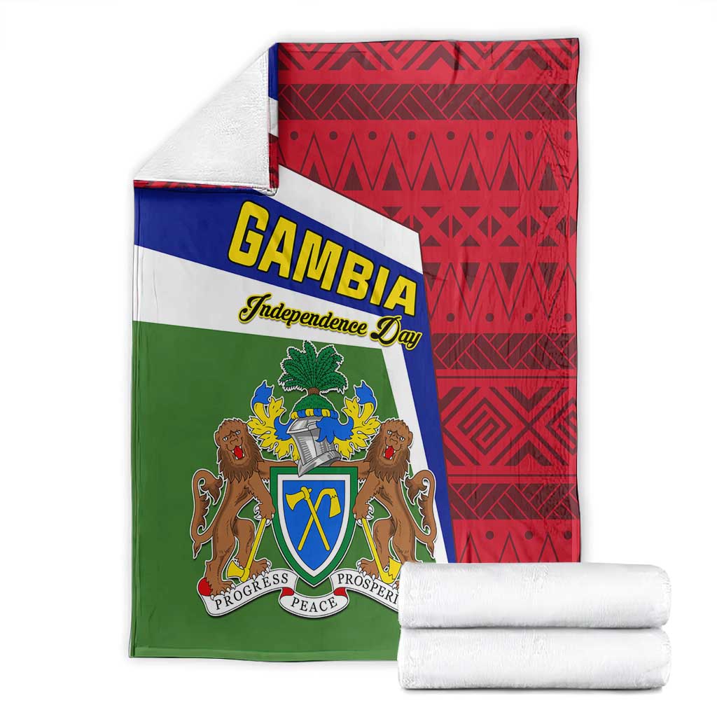 Gambia Independence Day Blanket with Coat of Arms and African Pattern