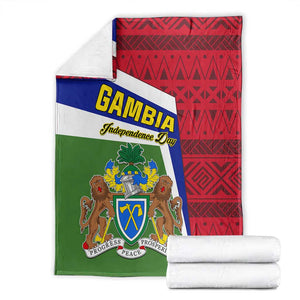 Gambia Independence Day Blanket with Coat of Arms and African Pattern