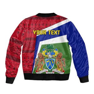 Gambia Independence Day Bomber Jacket with Coat of Arms and African Pattern