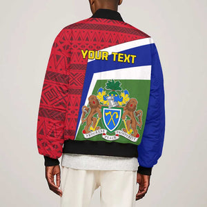 Gambia Independence Day Bomber Jacket with Coat of Arms and African Pattern