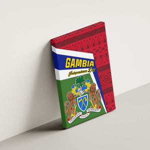 Gambia Independence Day Canvas Wall Art with Coat of Arms and African Pattern