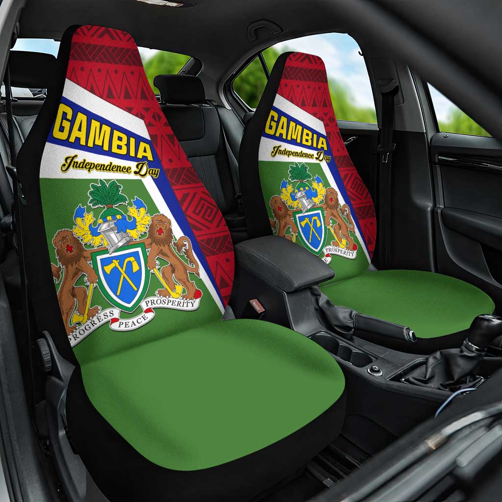 Gambia Independence Day Car Seat Cover with Coat of Arms and African Pattern