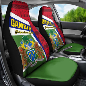 Gambia Independence Day Car Seat Cover with Coat of Arms and African Pattern