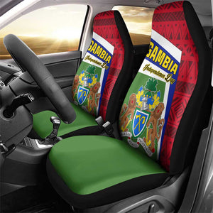 Gambia Independence Day Car Seat Cover with Coat of Arms and African Pattern