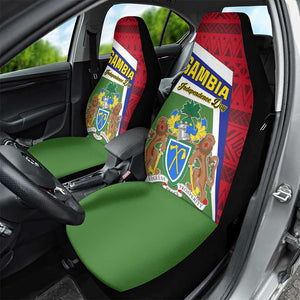 Gambia Independence Day Car Seat Cover with Coat of Arms and African Pattern