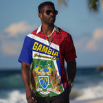 Gambia Independence Day Hawaiian Shirt with Coat of Arms and African Pattern