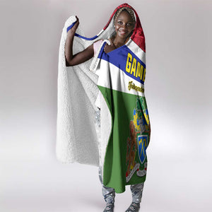 Gambia Independence Day Hooded Blanket with Coat of Arms and African Pattern