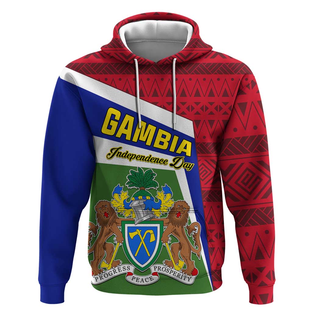 Gambia Independence Day Hoodie with Coat of Arms and African Pattern