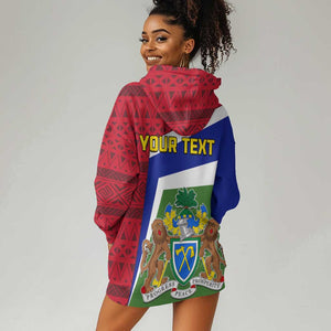 Gambia Independence Day Hoodie Dress with Coat of Arms and African Pattern