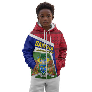 Gambia Independence Day Kid Hoodie with Coat of Arms and African Pattern