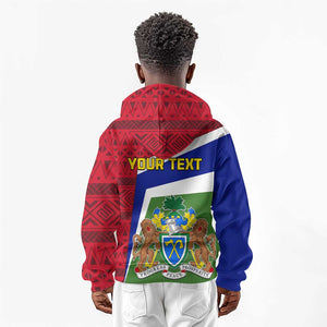 Gambia Independence Day Kid Hoodie with Coat of Arms and African Pattern