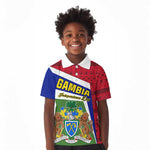 Gambia Independence Day Kid Polo Shirt with Coat of Arms and African Pattern