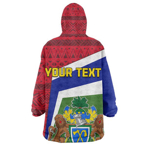 Gambia Independence Day KId Wearable Blanket Hoodie with Coat of Arms and African Pattern